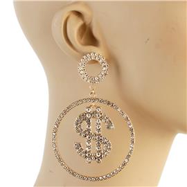 Earrings Crystal Money Sign Earring
