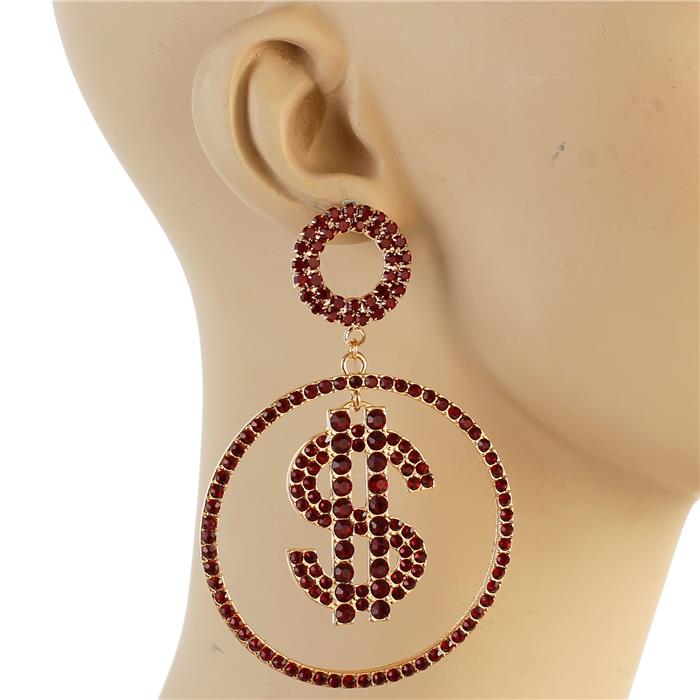 Earrings Crystal Money Sign Earring