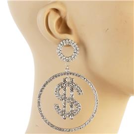 Earrings Crystal Money Sign Earring