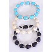 Stretch Bracelets Semiprecious Stone