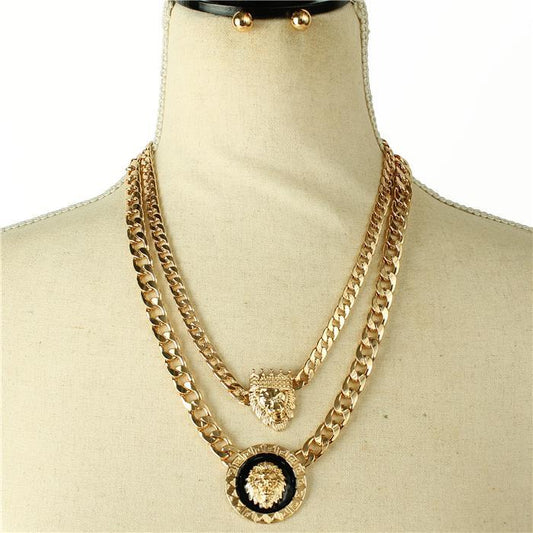 Metal Link Chain Leon Necklace Set