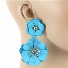 Earrings-Metal Flower Long Earring