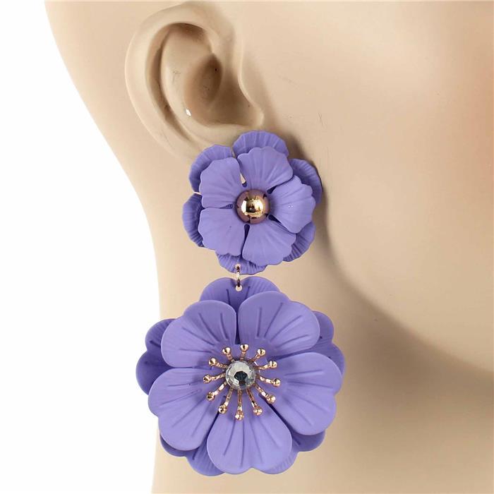 Earrings-Metal Flower Long Earring
