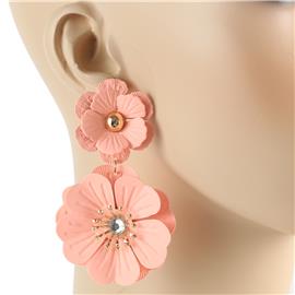 Earrings-Metal Flower Long Earring