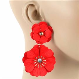 Earrings-Metal Flower Long Earring