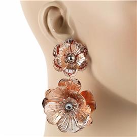 Earrings-Metal Flower Long Earring
