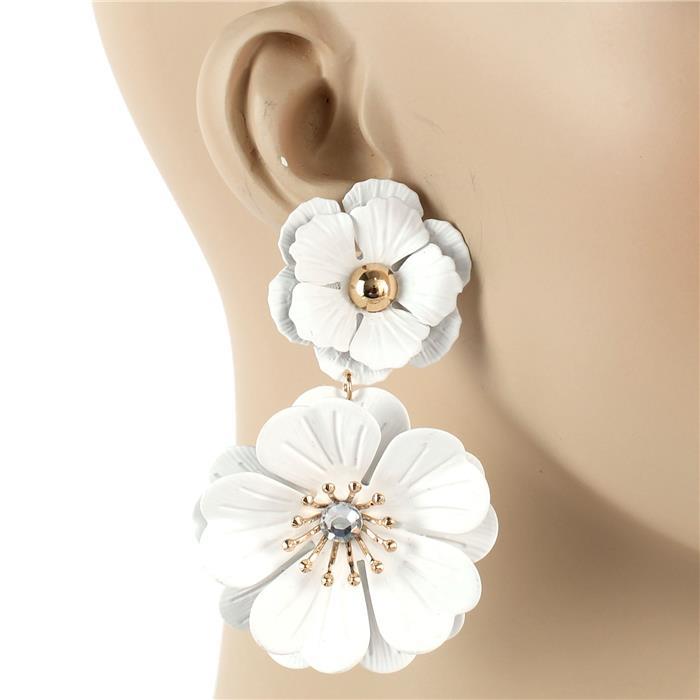 Earrings-Metal Flower Long Earring