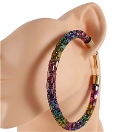 Earrings-Fashion Stones Hoop Earring