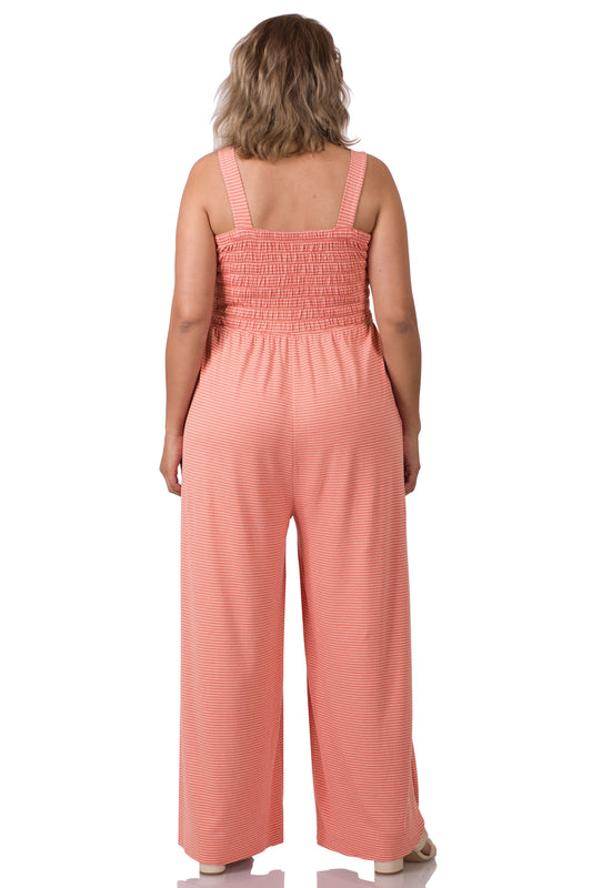 A-Plus smocked top striped jumpsuit