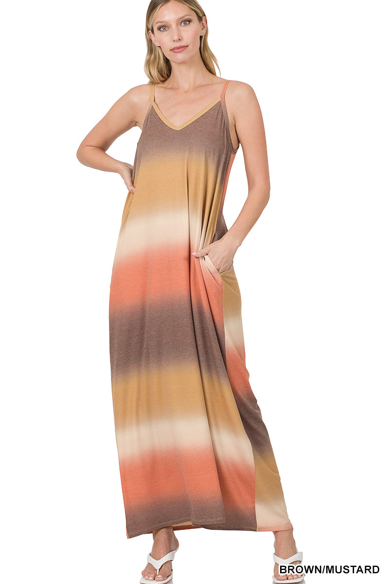 A-Printed v-neck cami maxi dress