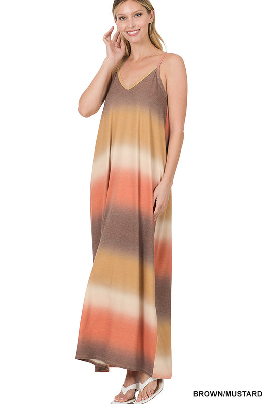 A-Printed v-neck cami maxi dress