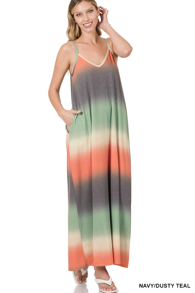 A-Printed v-neck cami maxi dress
