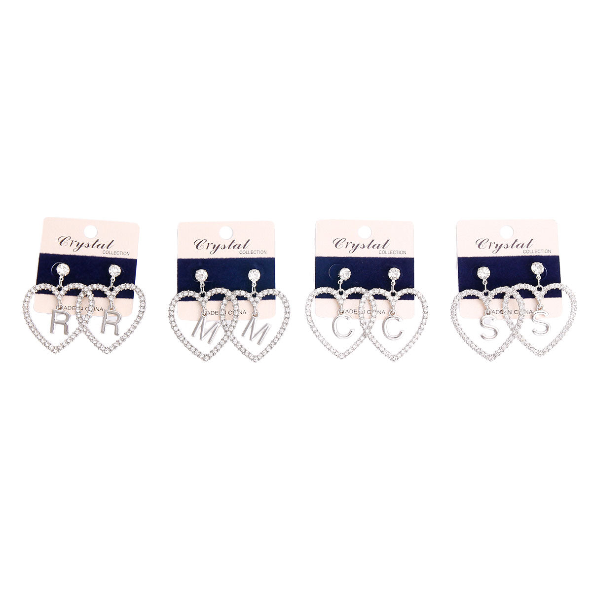 Earrings-Silver Initial Heart Earrings