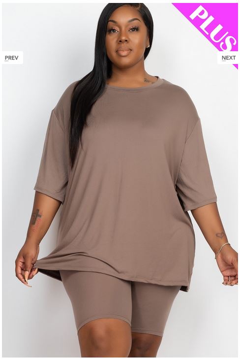 A-Loose fit top and bike shorts set