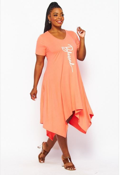 V-NECK TUNIC DRESS SHORT SLEEVE WITH POCKET