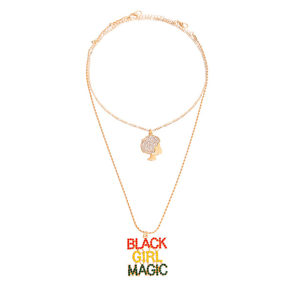 Double Chain BLACK IS KING Necklace