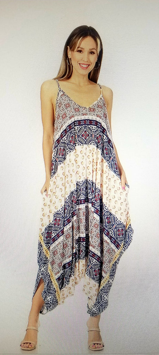 A-Harem jumpsuit with spaghetti straps