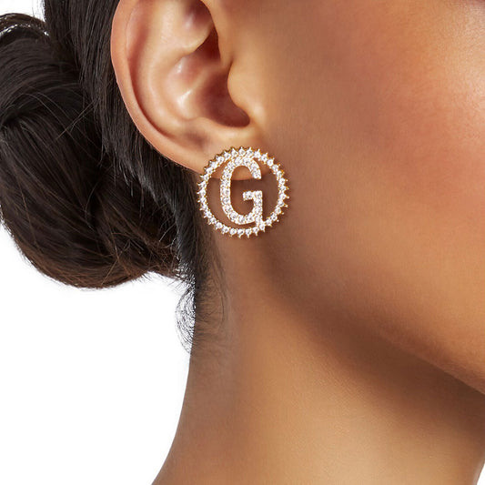 Earrings- Rhinestone Initial Studs