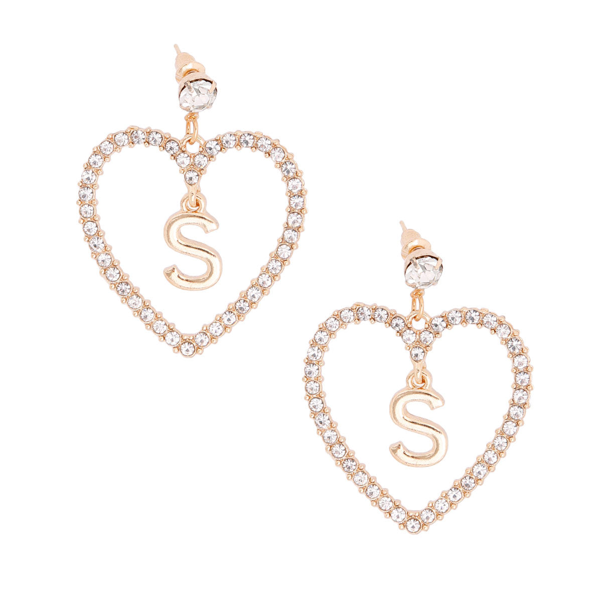 Earrings-Silver Initial Heart Earrings