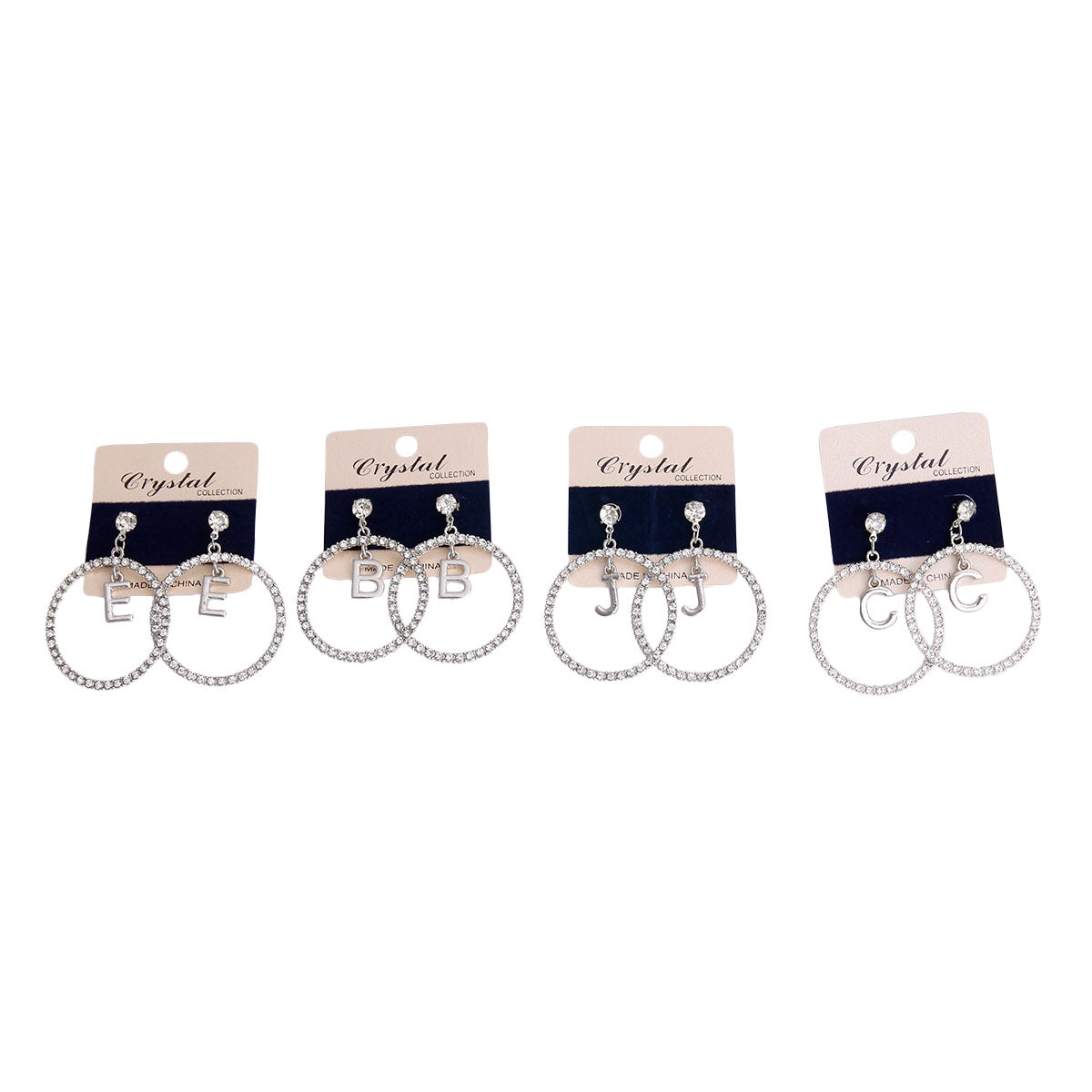 Earrings-Silver Initial Circle Earrings