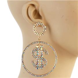 Earrings Crystal Money Sign Earring