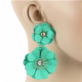 Earrings-Metal Flower Long Earring