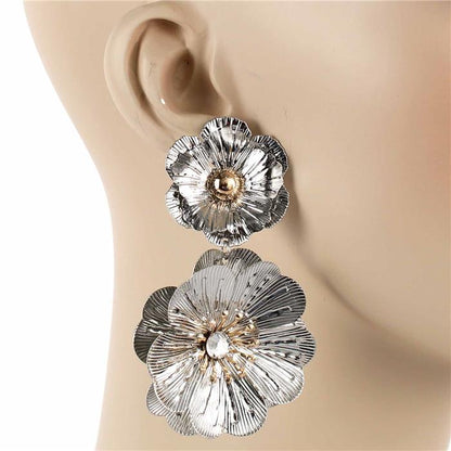 Earrings-Metal Flower Long Earring