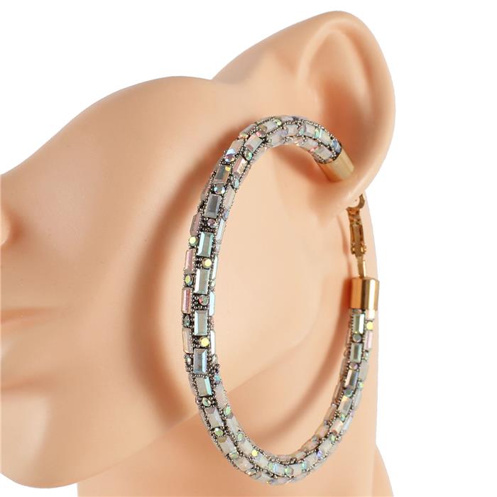 Earrings-Fashion Stones Hoop Earring
