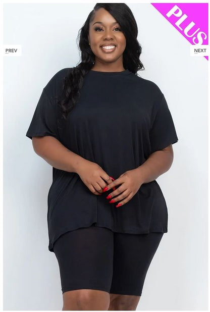 A-Loose fit top and bike shorts set