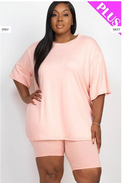 A-Loose fit top and bike shorts set