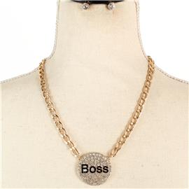 Metal Link Boss Necklace Set