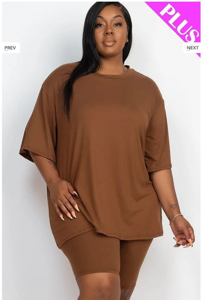 A-Loose fit top and bike shorts set