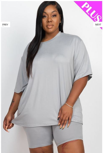 A-Loose fit top and bike shorts set