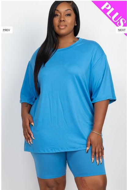 A-Loose fit top and bike shorts set