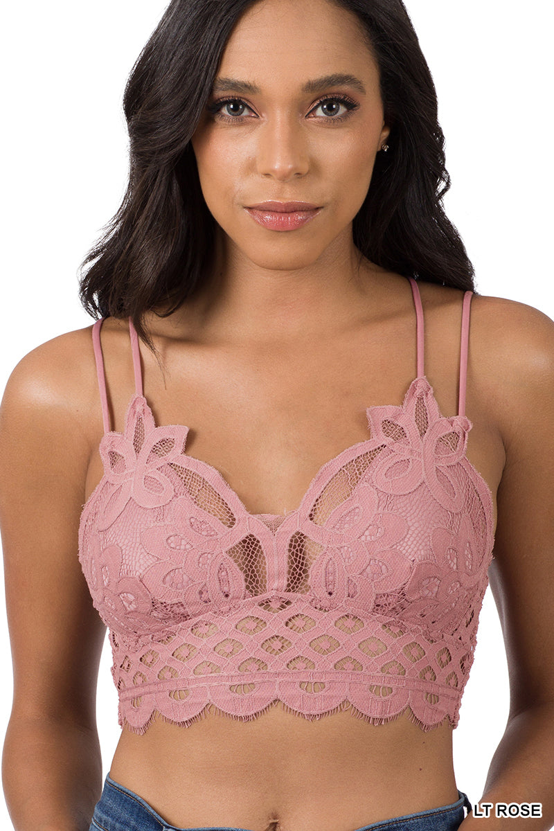 Zenana Outfitters pink lace bralette Size L - $8 (60% Off Retail) - From  Casey