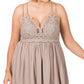 A-PLUS CROCHET LACE  CRINKLE ASYMMETRIC RUFFLE DRESS