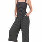 A-Plus smocked top striped jumpsuit with pockets