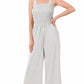 A-Plus smocked top striped jumpsuit with pockets
