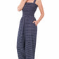 A-Plus smocked top striped jumpsuit with pockets