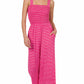 A-Plus smocked top striped jumpsuit with pockets