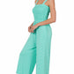 A-Plus smocked top striped jumpsuit with pockets