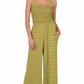 A-Plus smocked top striped jumpsuit with pockets