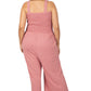 A-Plus smocked top striped jumpsuit with pockets