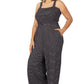 A-Plus smocked top striped jumpsuit with pockets