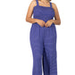 A-Plus smocked top striped jumpsuit with pockets