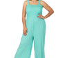 A-Plus smocked top striped jumpsuit with pockets
