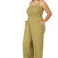 A-Plus smocked top striped jumpsuit with pockets