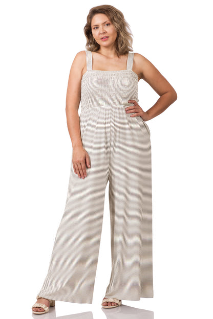 A-Plus smocked top striped jumpsuit