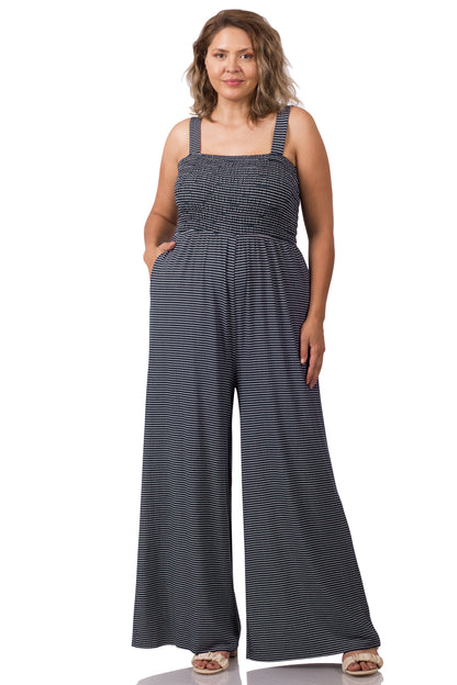 A-Plus smocked top striped jumpsuit