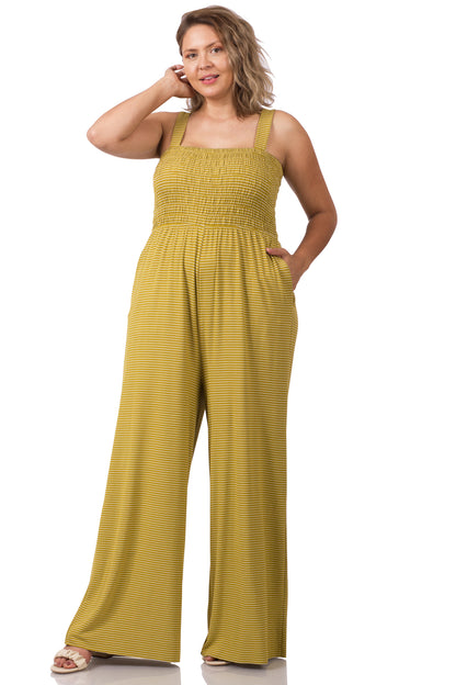 A-Plus smocked top striped jumpsuit